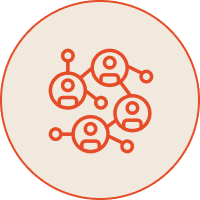 Social network icon with connected users