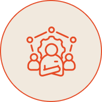 Team networking icon with leader and members