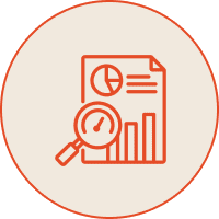 Analytics report with magnifying glass icon