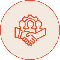 Handshake with team and gear icon