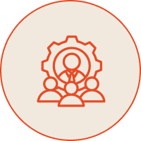Team leadership icon with gear