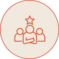 Team leader with star and two teammates