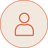 Orange outlined user avatar icon