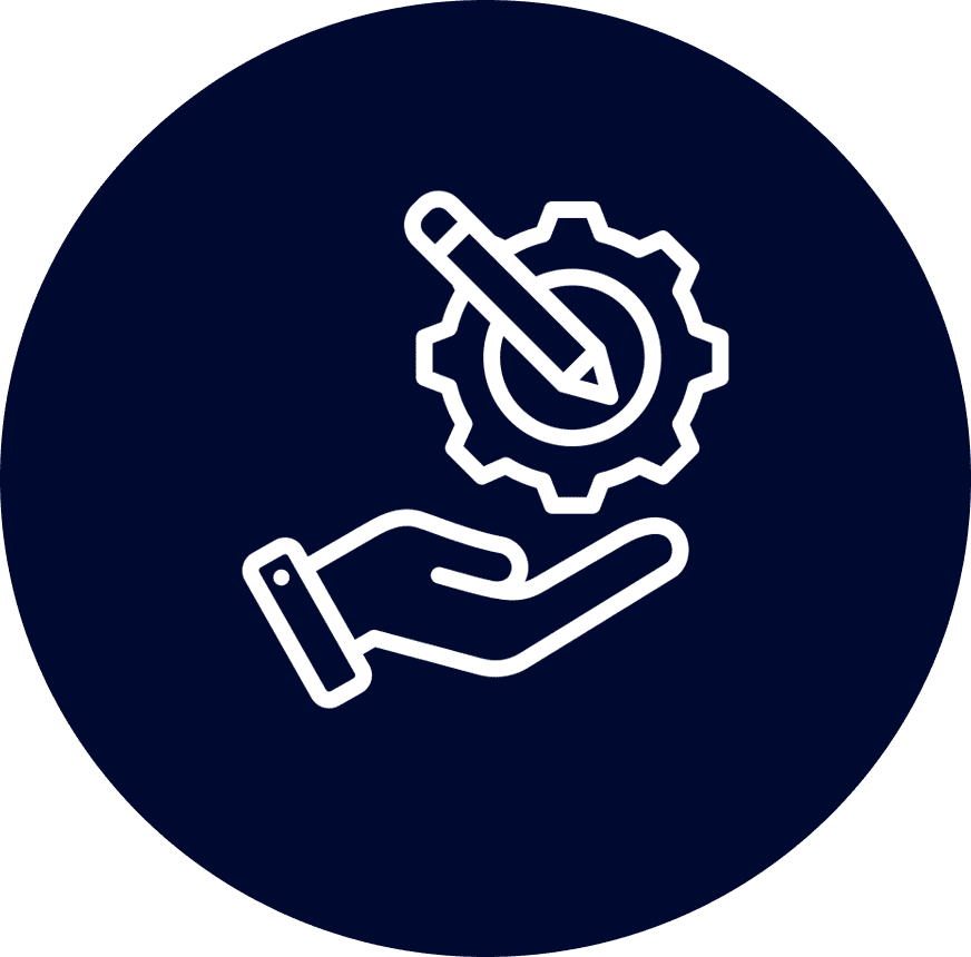 Hand holding gear with pencil icon