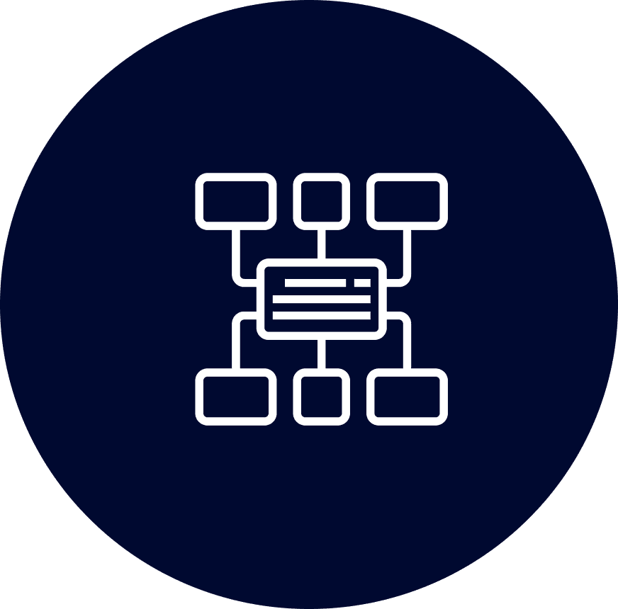 Network diagram icon with connected nodes