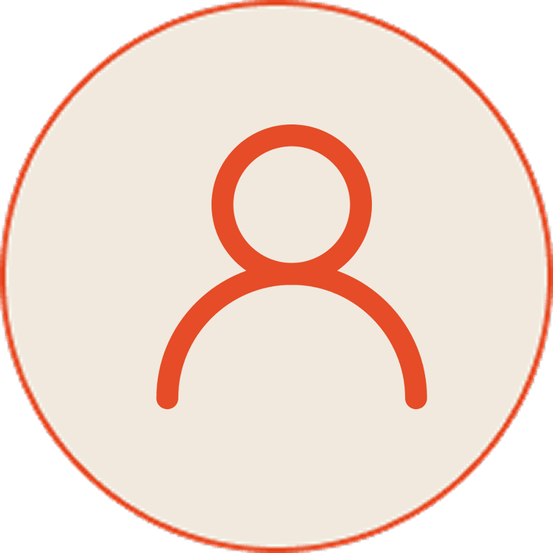 Orange user profile avatar inside beige circle