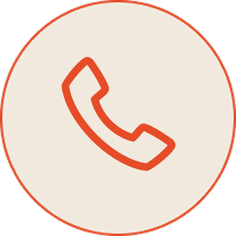 Orange telephone icon in beige circle