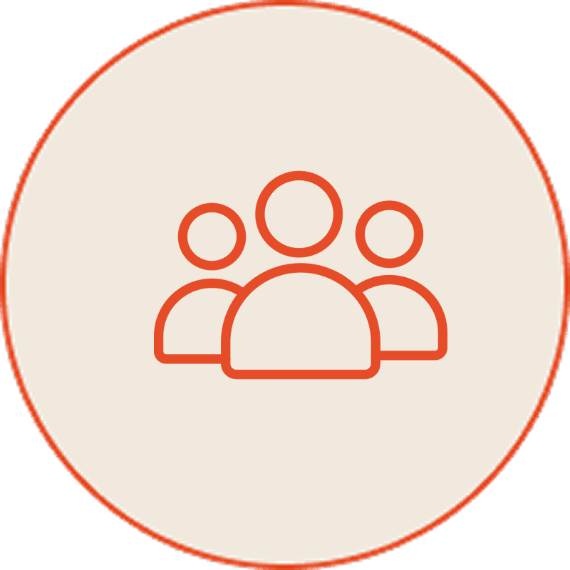Orange group icon with three users