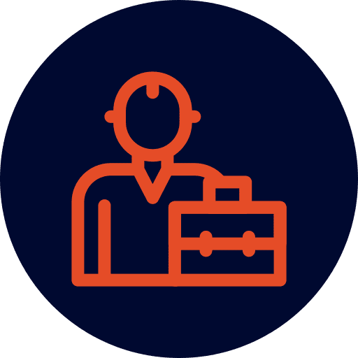 Orange businessperson icon with briefcase